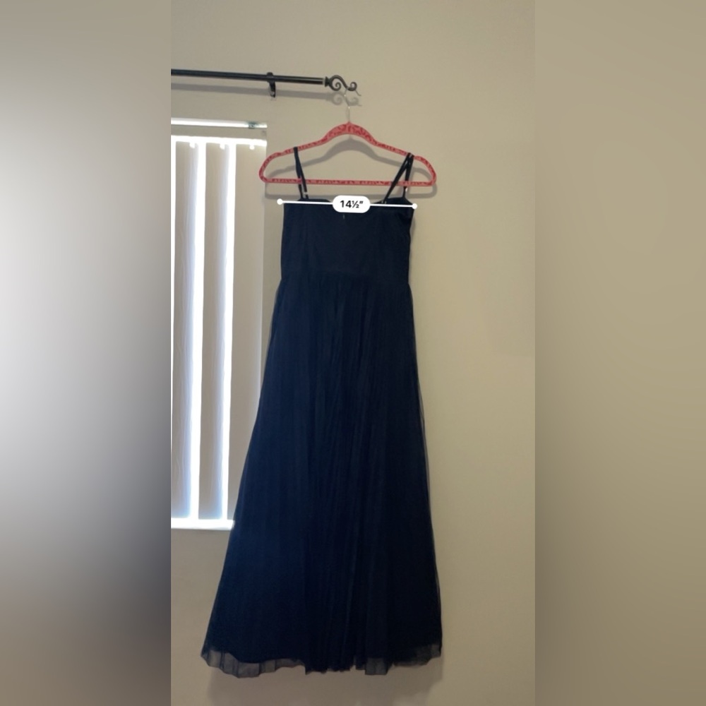 Hutch Amara Bustier Pleated Tulle Fit & Flare Midi Dress: color navy - Picture 3 of 13